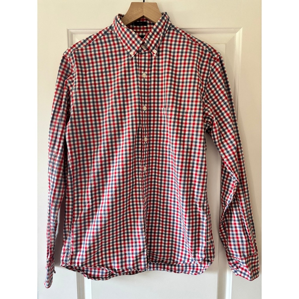 J.Crew Button Down Mens Medium Red White & Blue Slim Fit 4th of July Shirt